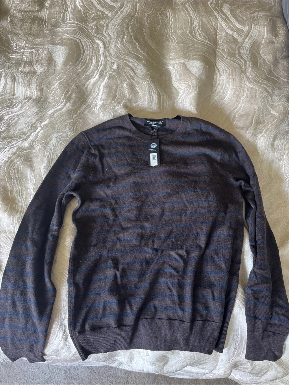 Banana Republic Brown Sweater with Navy Stripes